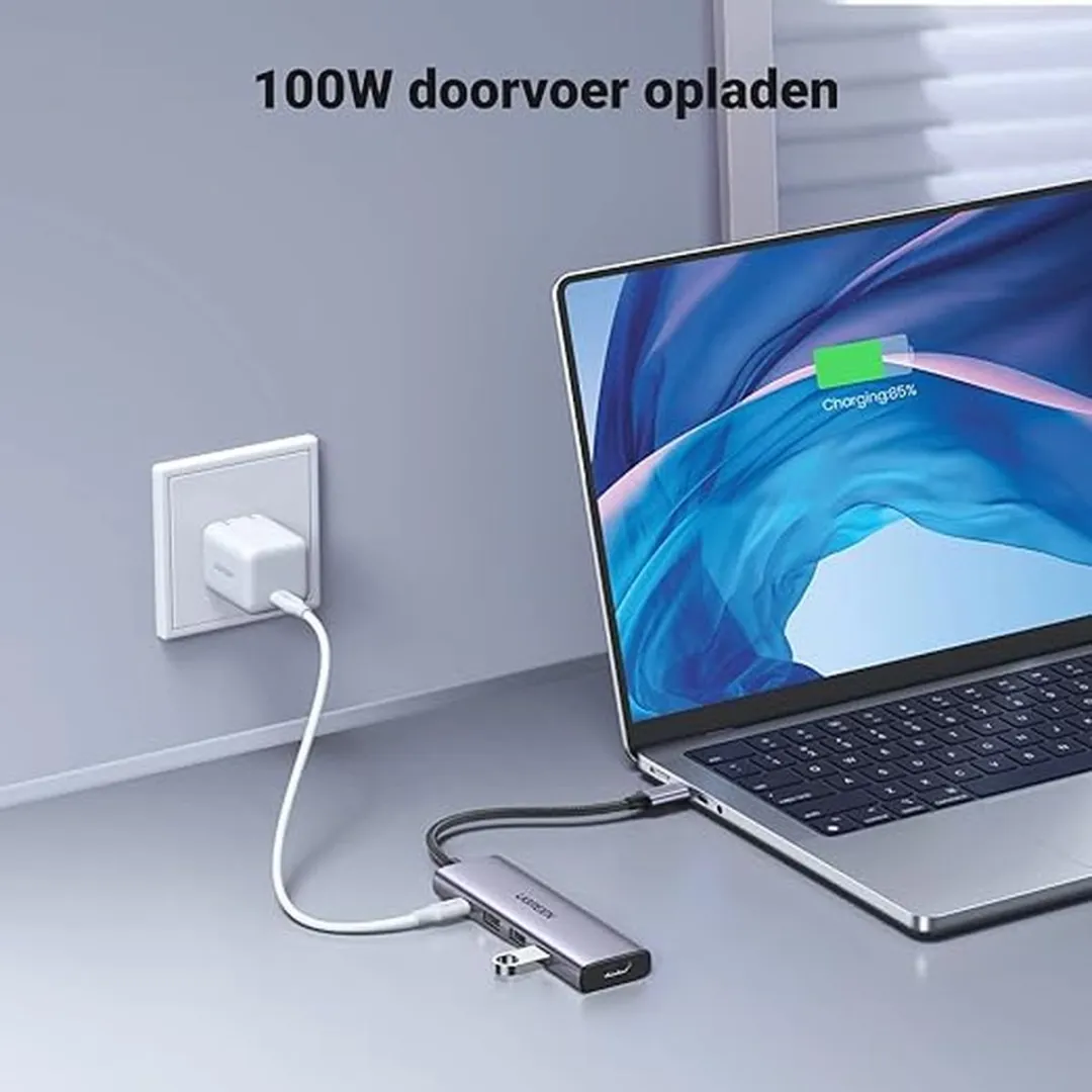 UGREEN Revodok PD100W USB-C Hub 4K HDMI - 3x USB-A 3.0 - Aluminium