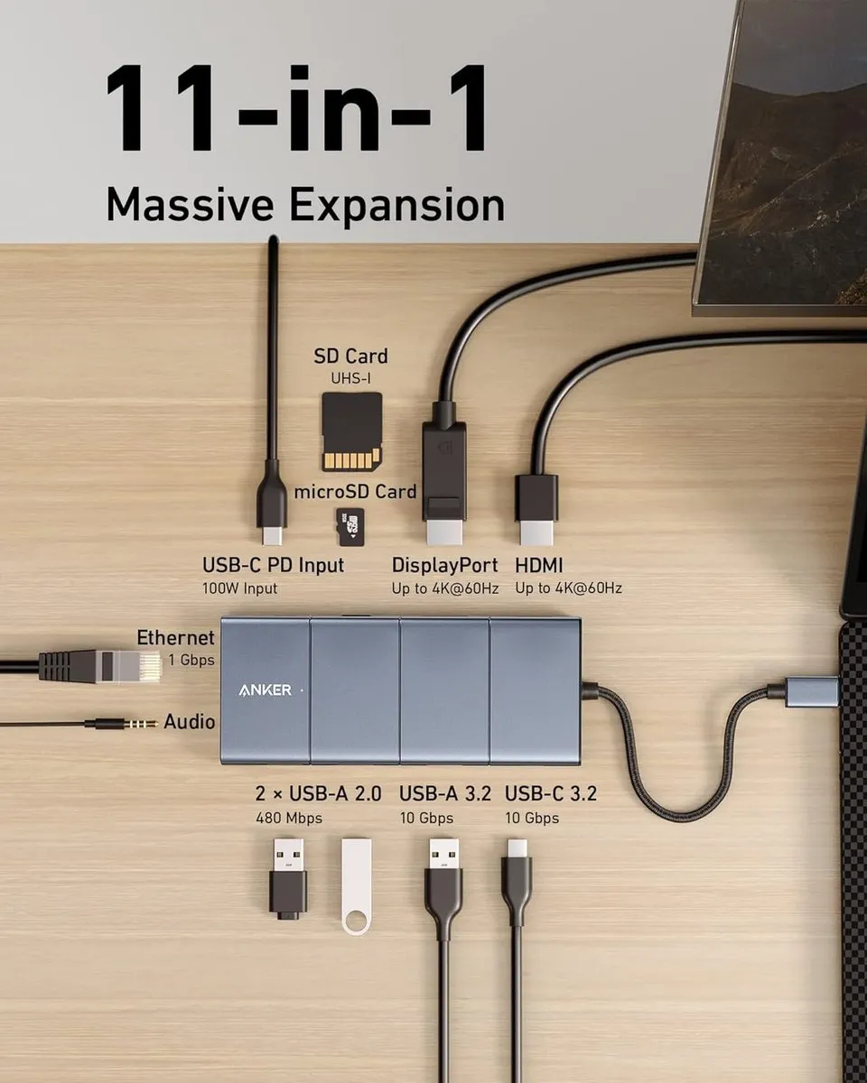 Anker 565 A83880A1 USB-C Hub 11-in-1 - Grijs - afbeelding 6 van 6
