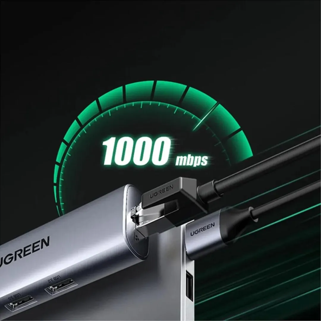 Ugreen 60812 USB 3.0 Gigabit LAN Adapter - 4 Poorten - Grijs - afbeelding 3 van 6