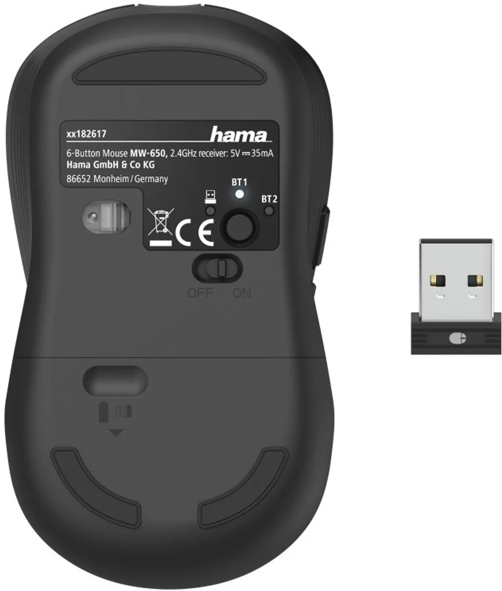 Hama MW-650 Optische Draadloze Muis - 6 Knoppen - Zwart