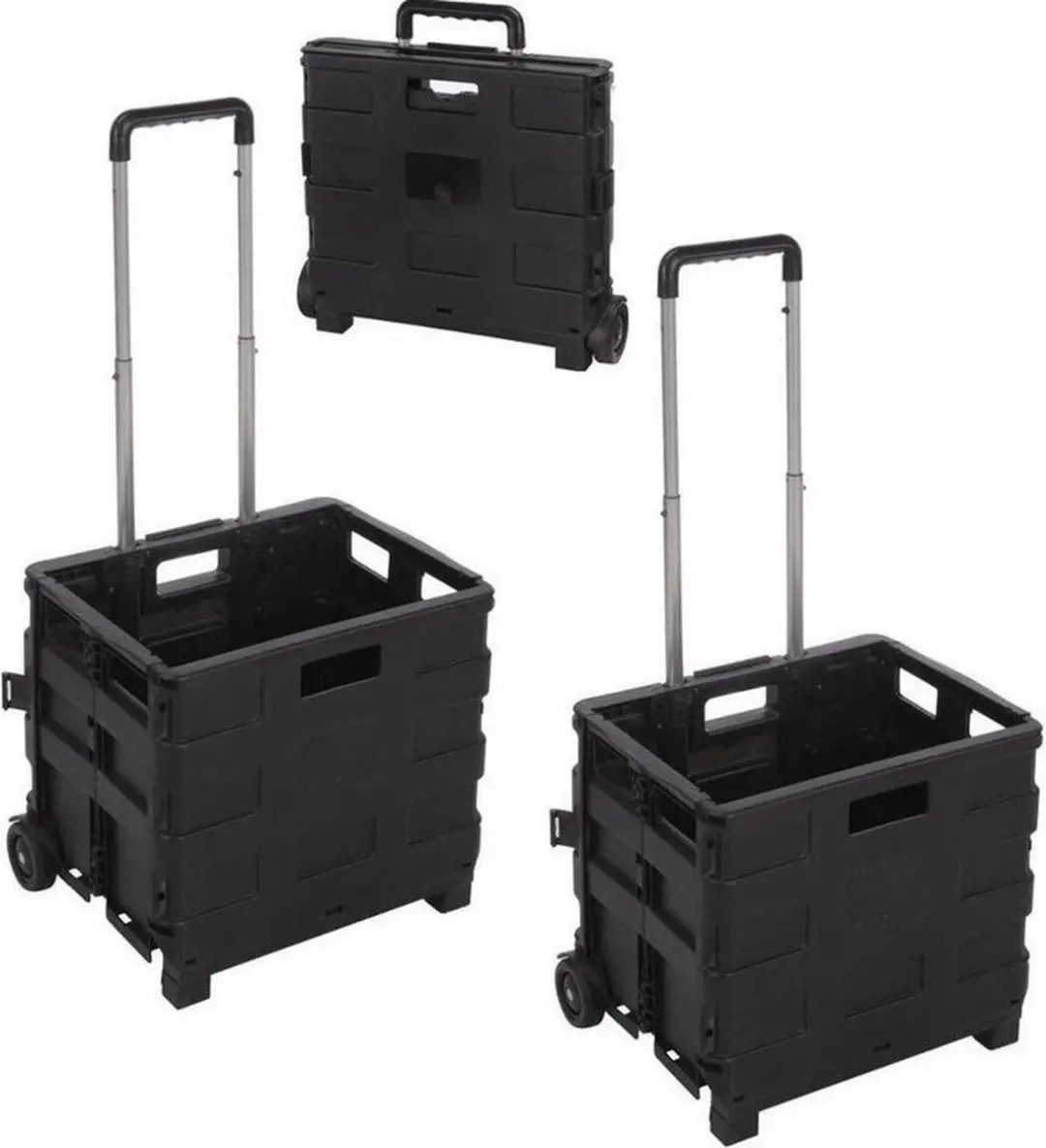 2x Opvouwbare trolley met krat