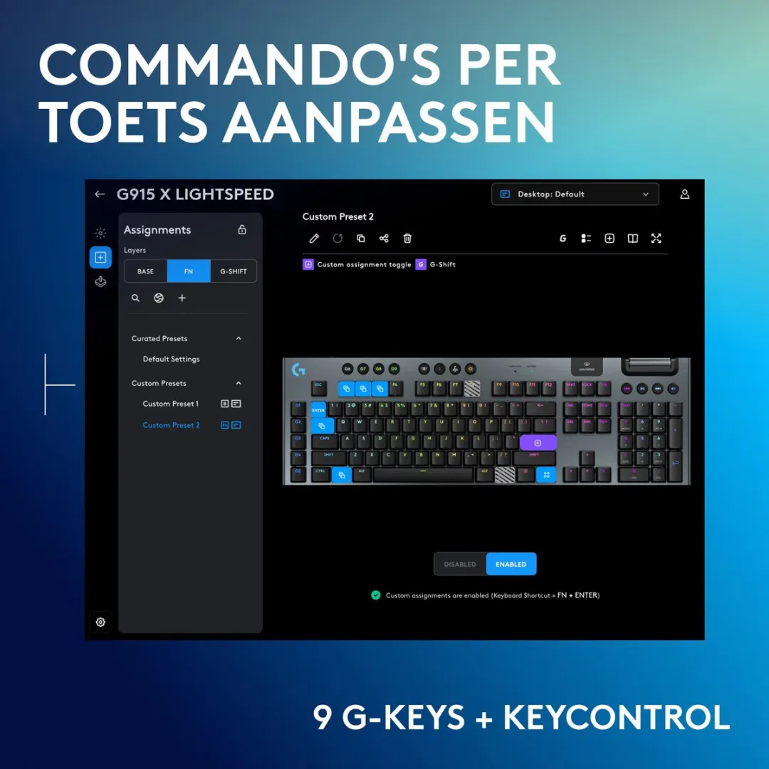 Logitech G915 X Lightspeed - Draadloos Gaming Toetsenbord - Tactile - Qwerty - Zwart