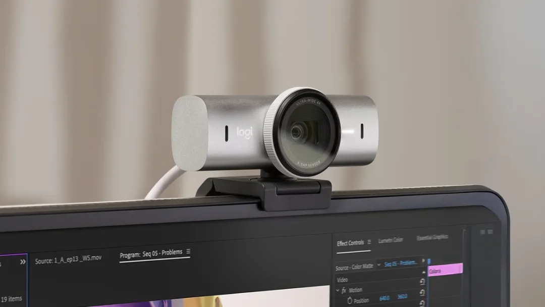 Logitech MX Brio - Webcam - 4K Ultra HD - 1080p/60fps - USB C - Pale Grey