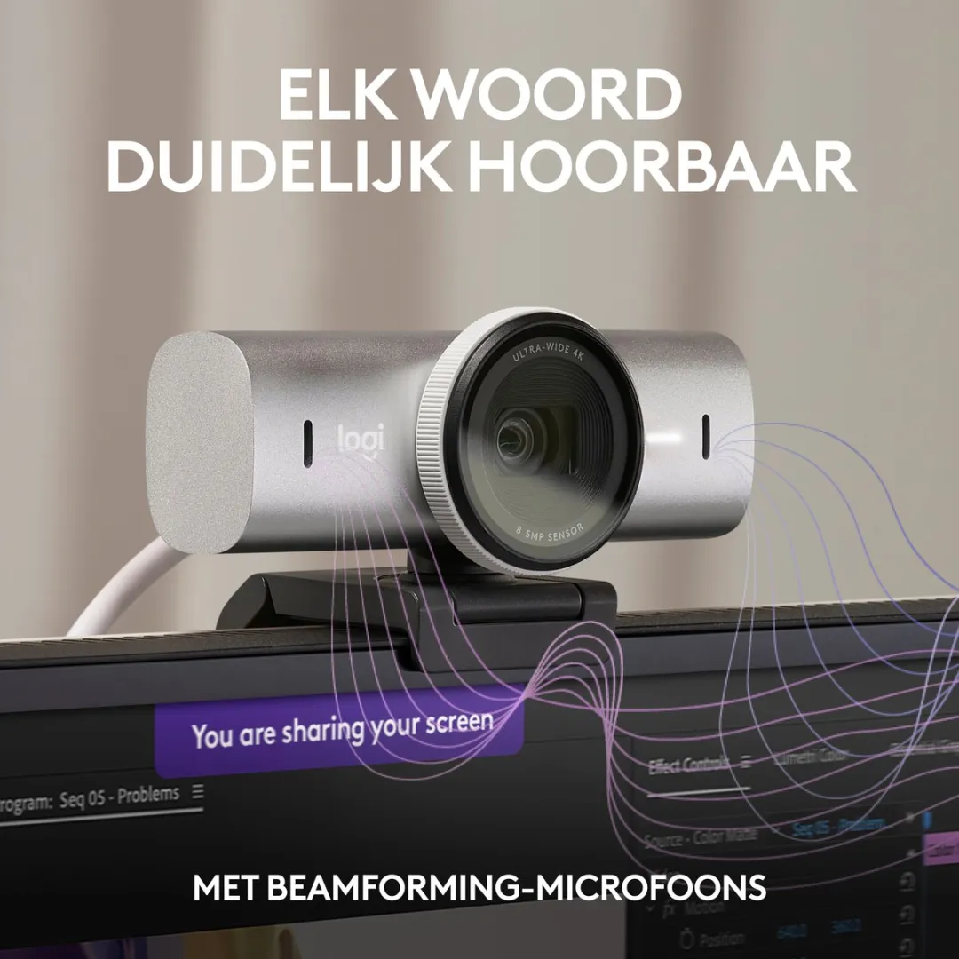 Logitech MX Brio Webcam 4K - Lichtgrijs - afbeelding 6 van 6