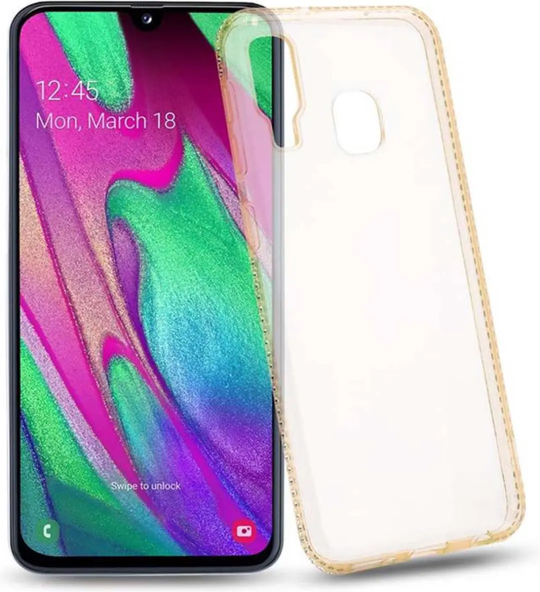 Cadorabo Hoesje geschikt voor Samsung Galaxy A40 in TRANSPARANT GOUD
