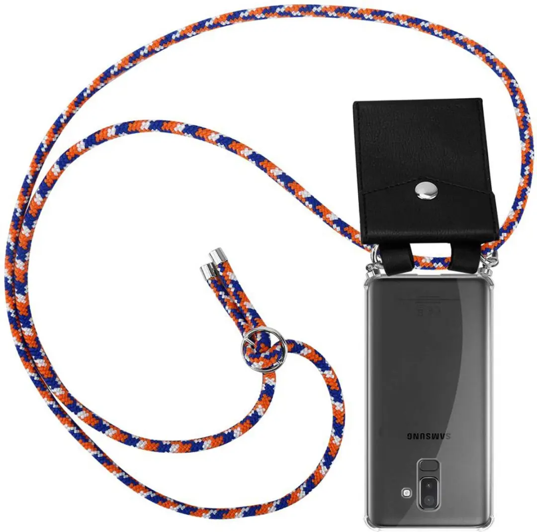 Cadorabo Hoesje geschikt voor Samsung Galaxy J8 2018 in ORANJE BLAUW WIT