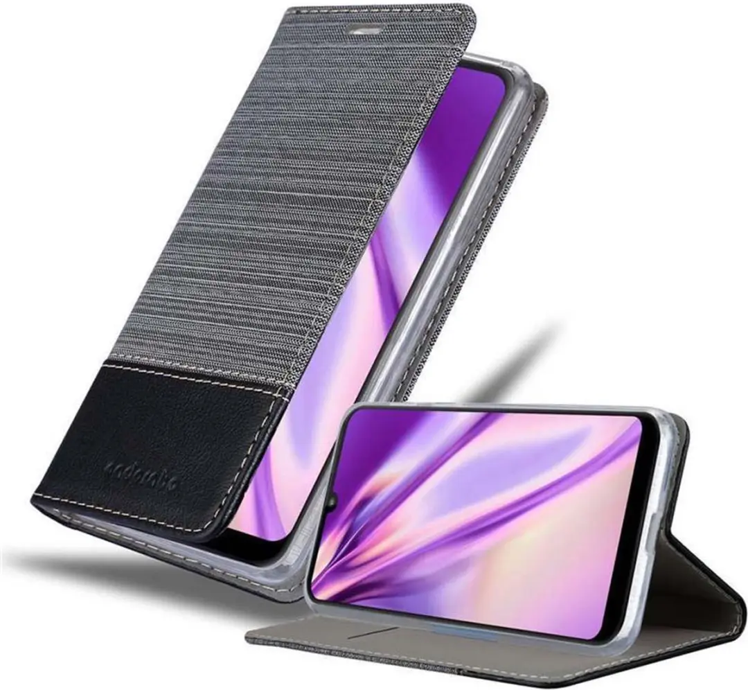 Cadorabo Hoesje geschikt voor Motorola MOTO E6 PLUS in GRIJS ZWART