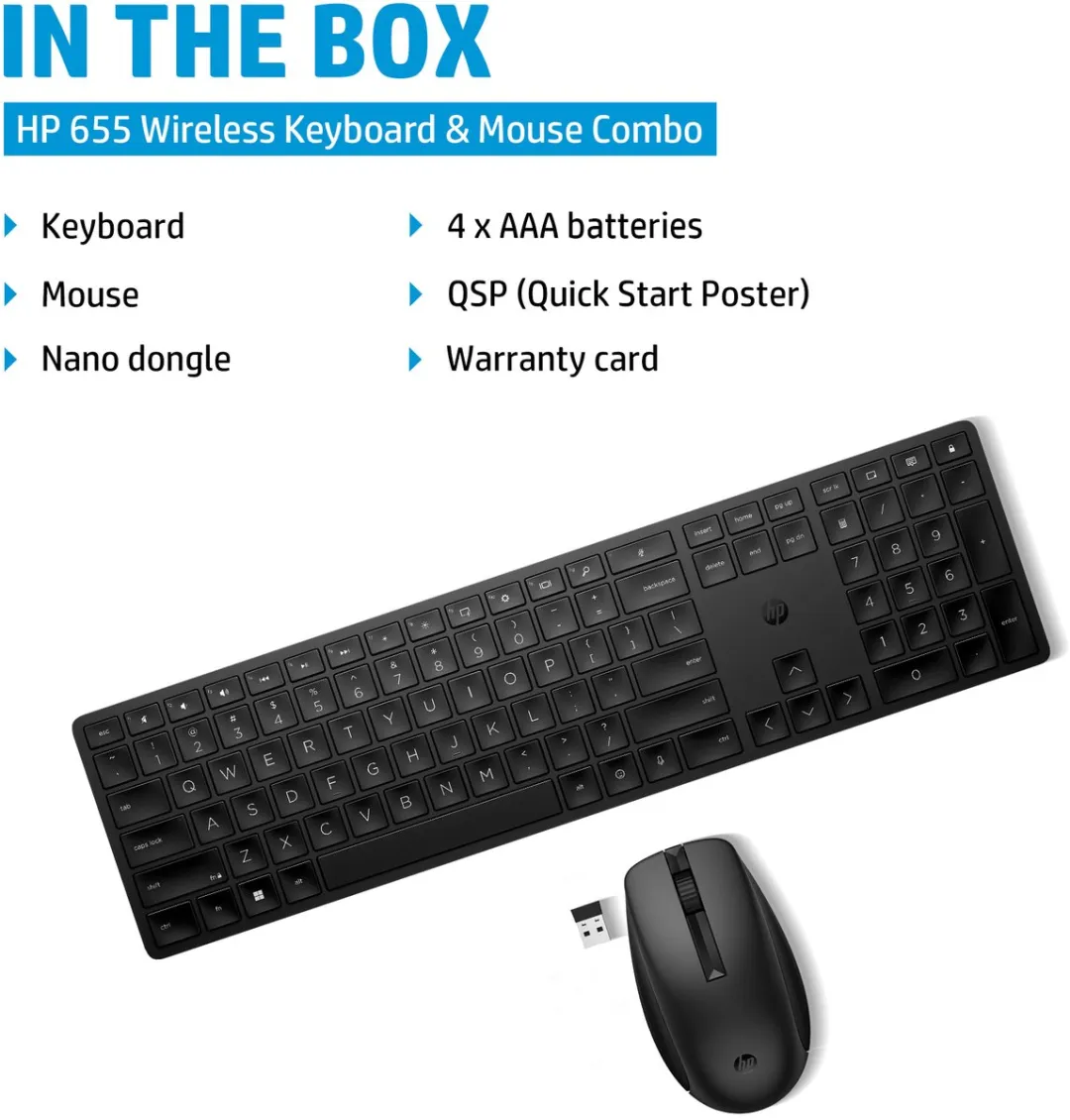 HP 655 Draadloos Toetsenbord & Muis Combo - Zwart