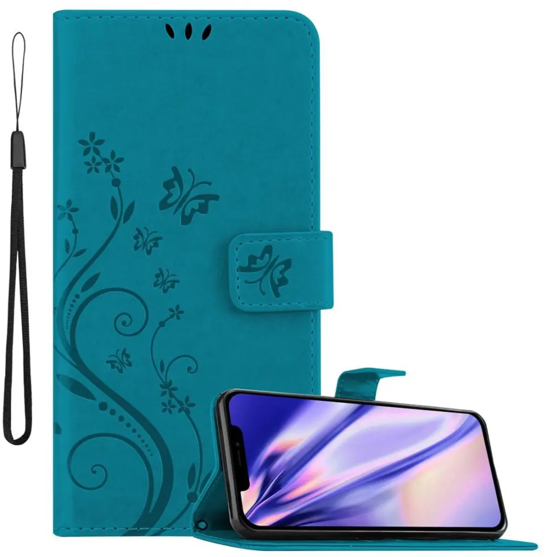 Cadorabo Hoesje geschikt voor Apple iPhone 12 PRO MAX in BLOEMEN BLAUW