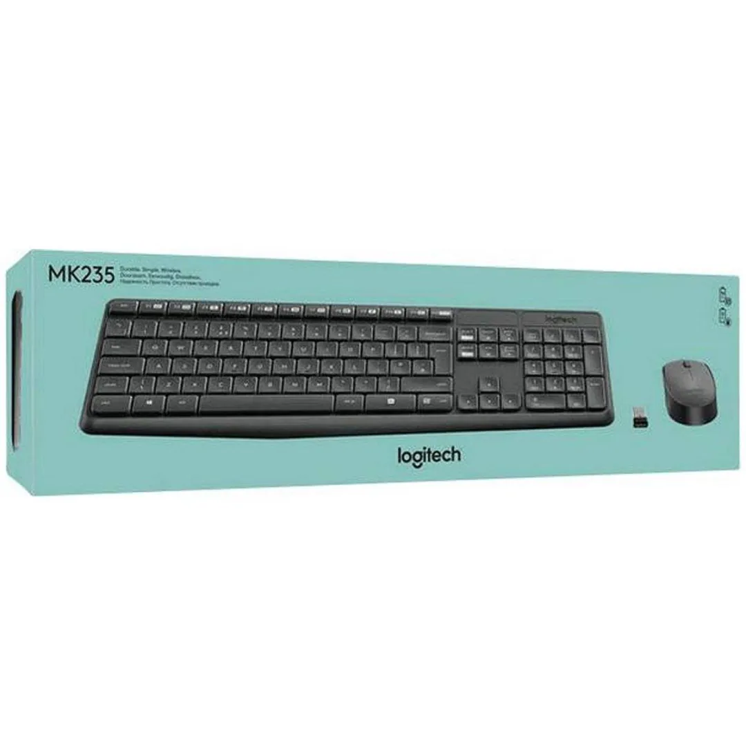 Logitech MK235 Draadloos Toetsenbord met Muis - 3 Knoppen - Grijs