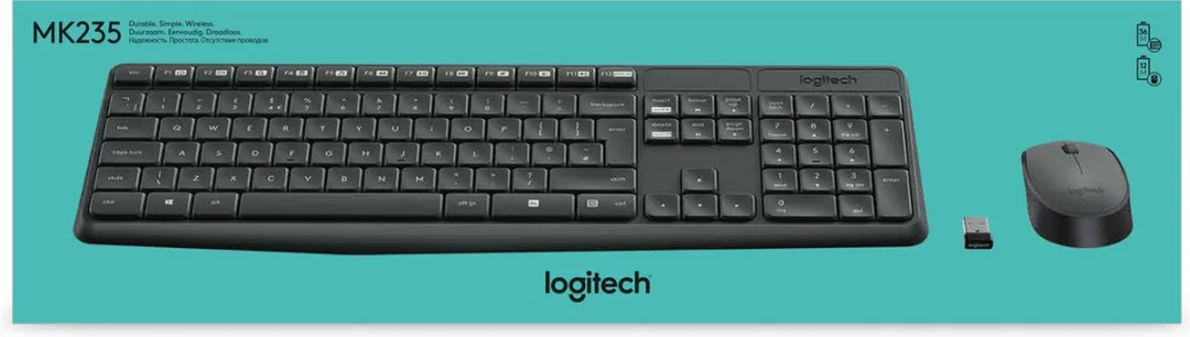 Logitech MK235 Draadloos Toetsenbord met Muis - 3 Knoppen - Grijs