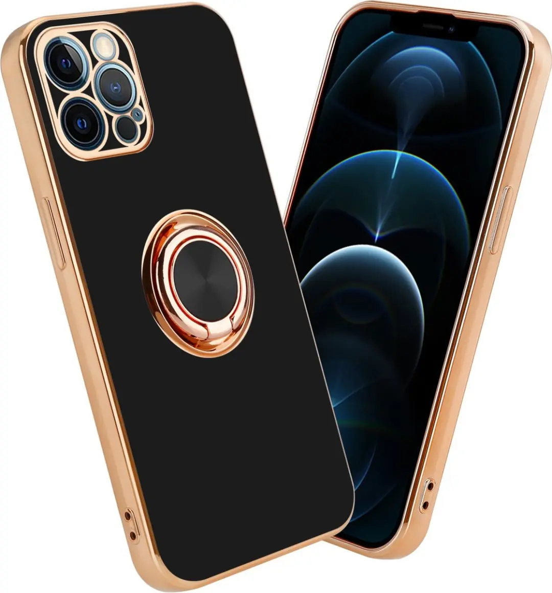 Cadorabo Hoesje geschikt voor Apple iPhone 12 PRO in Glossy Zwart