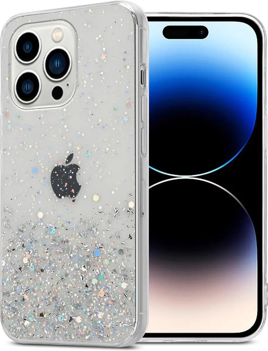 Cadorabo Hoesje geschikt voor Apple iPhone 14 PRO MAX in Transparant met Glitter