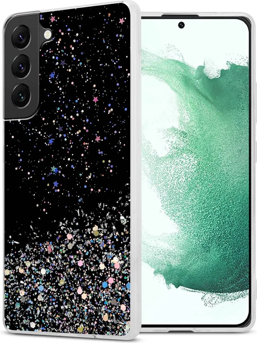 Cadorabo Hoesje geschikt voor Samsung Galaxy S22 PLUS in Zwart met Glitter