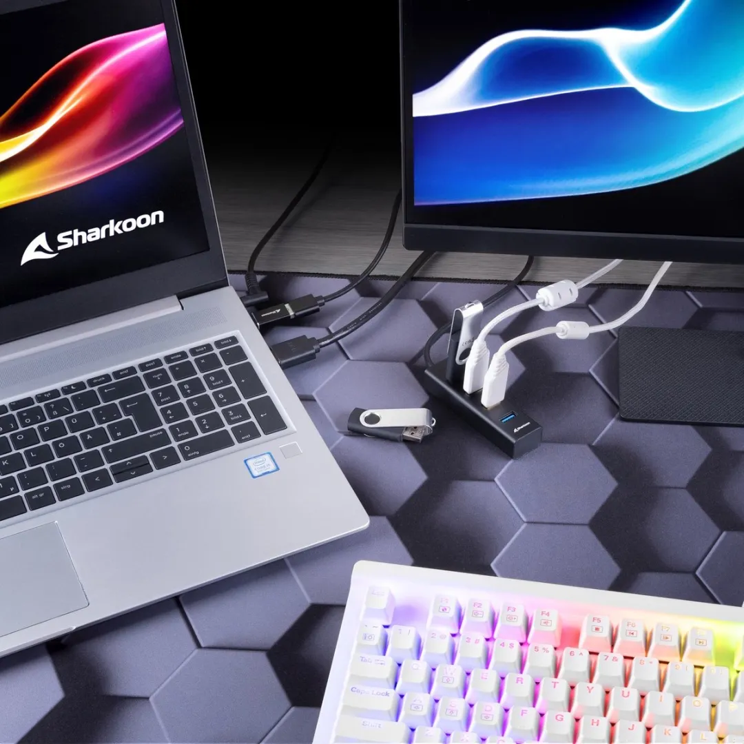 Sharkoon 4-Port USB Hub - Zwart