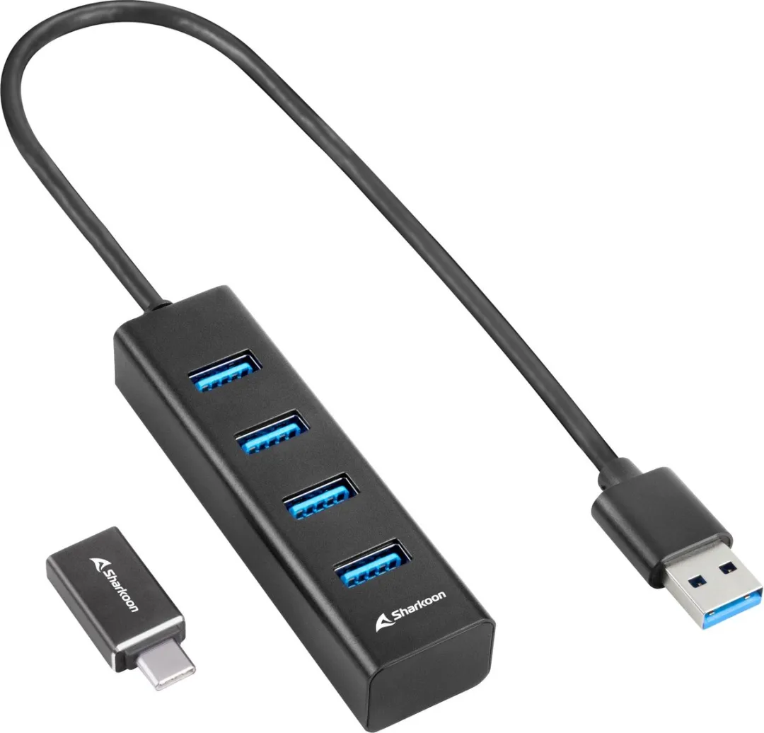 Sharkoon 4-Port USB Hub - Zwart