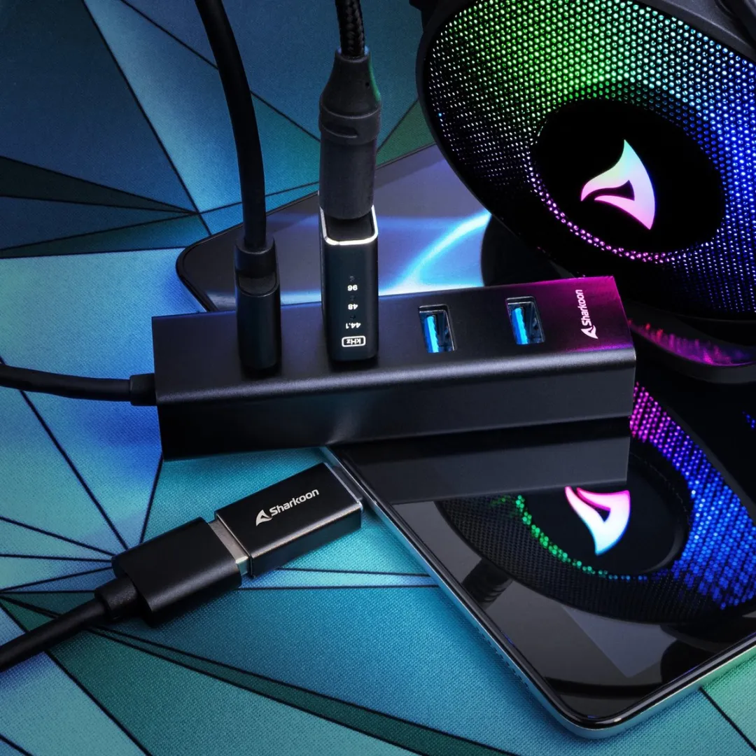 Sharkoon 4-Port USB Hub - Zwart