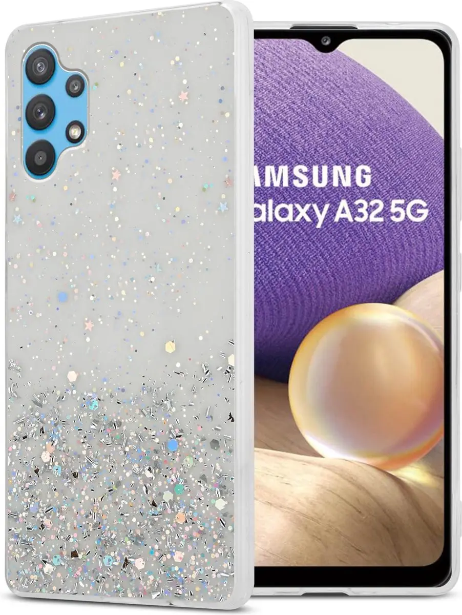 Cadorabo Hoesje geschikt voor Samsung Galaxy A32 5G in Transparant met Glitter