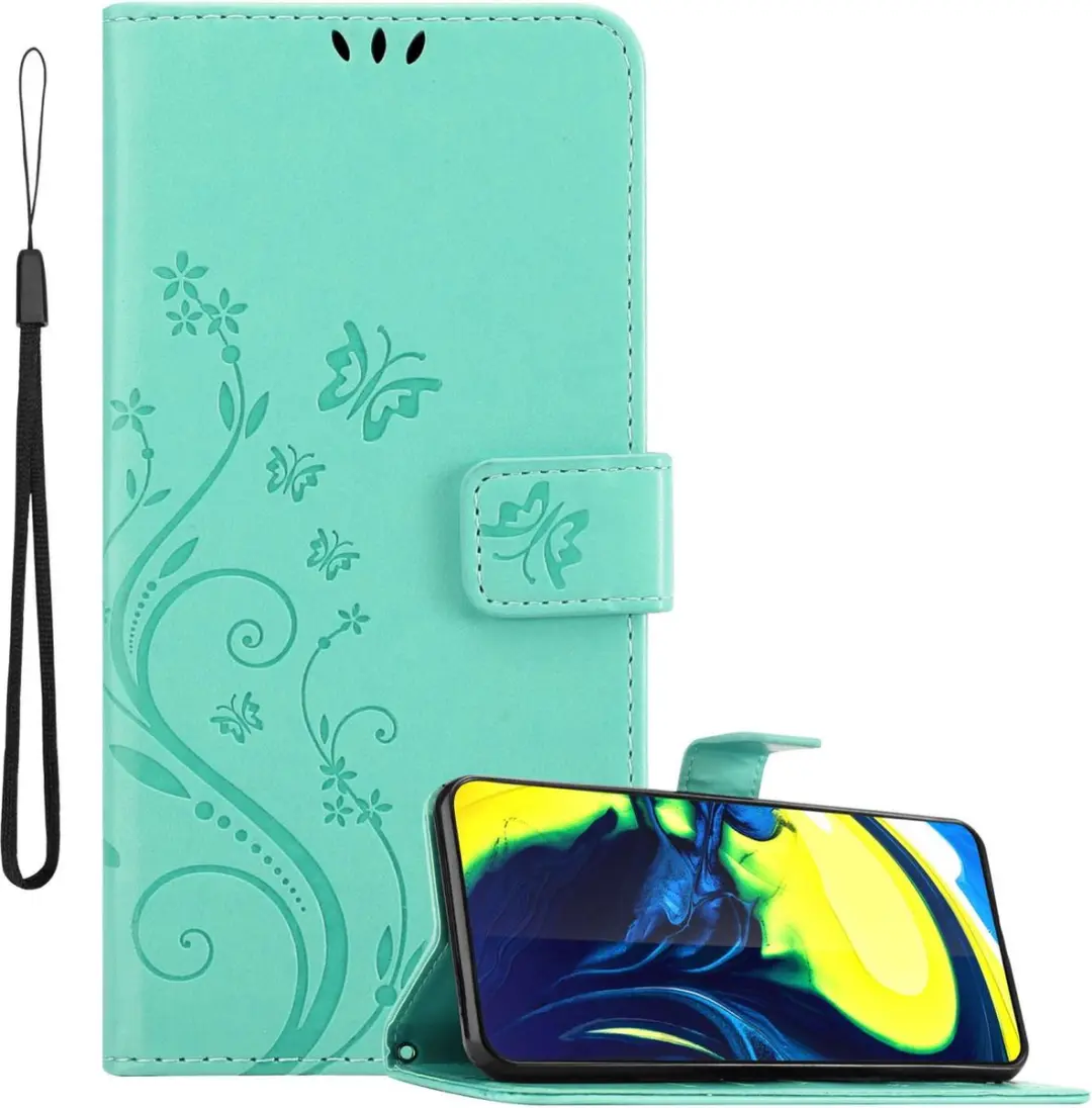 Cadorabo Hoesje geschikt voor Samsung Galaxy A80 / A90 4G in BLOEMEN TURKOOIS