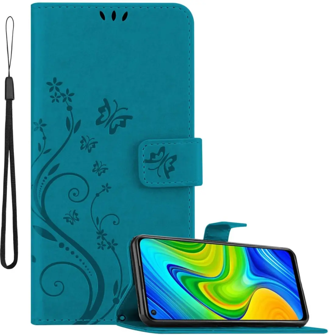 Cadorabo Hoesje geschikt voor Xiaomi RedMi NOTE 9 in BLOEMEN BLAUW