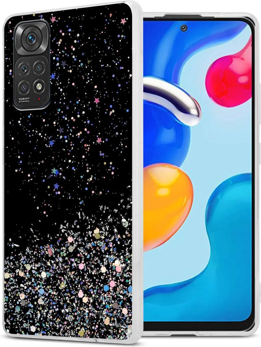 Cadorabo Hoesje geschikt voor Xiaomi RedMi NOTE 11 4G / 11S 4G in Zwart met Glit