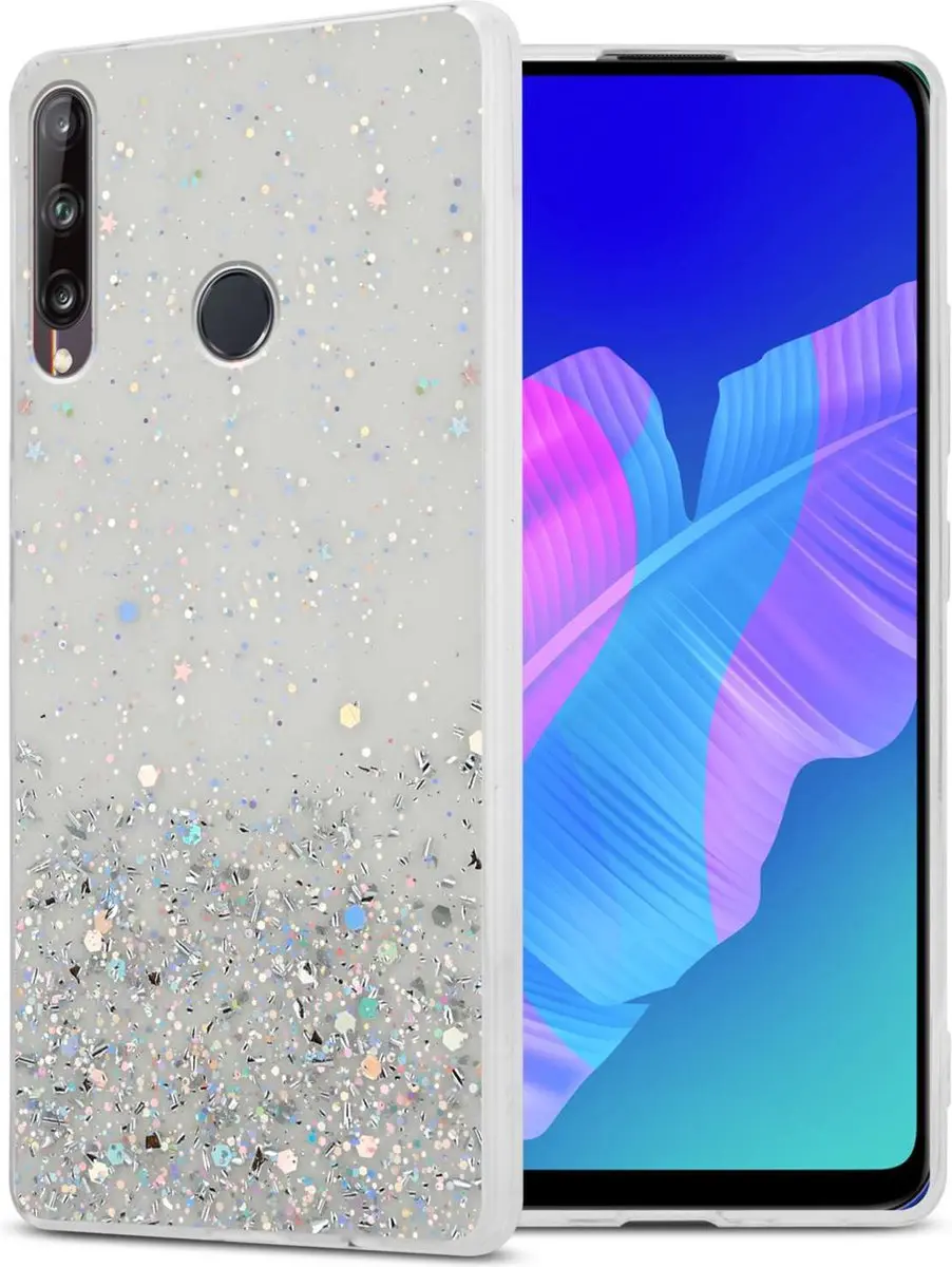 Cadorabo Hoesje geschikt voor Huawei P40 LITE E in Transparant met Glitter