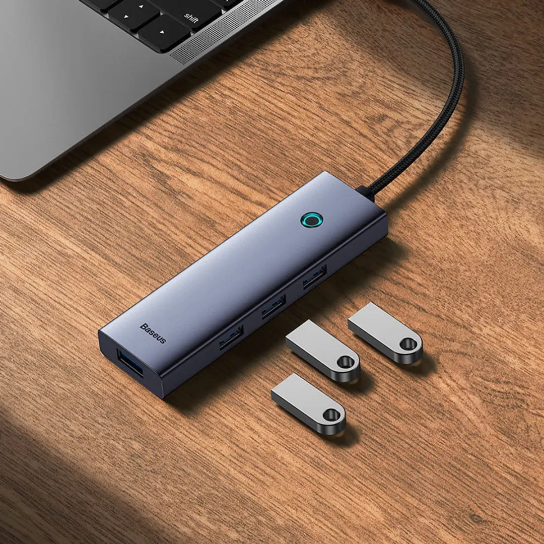 Baseus UltraJoy USB-C 4-in-1 Hub 5Gbps - Grijs
