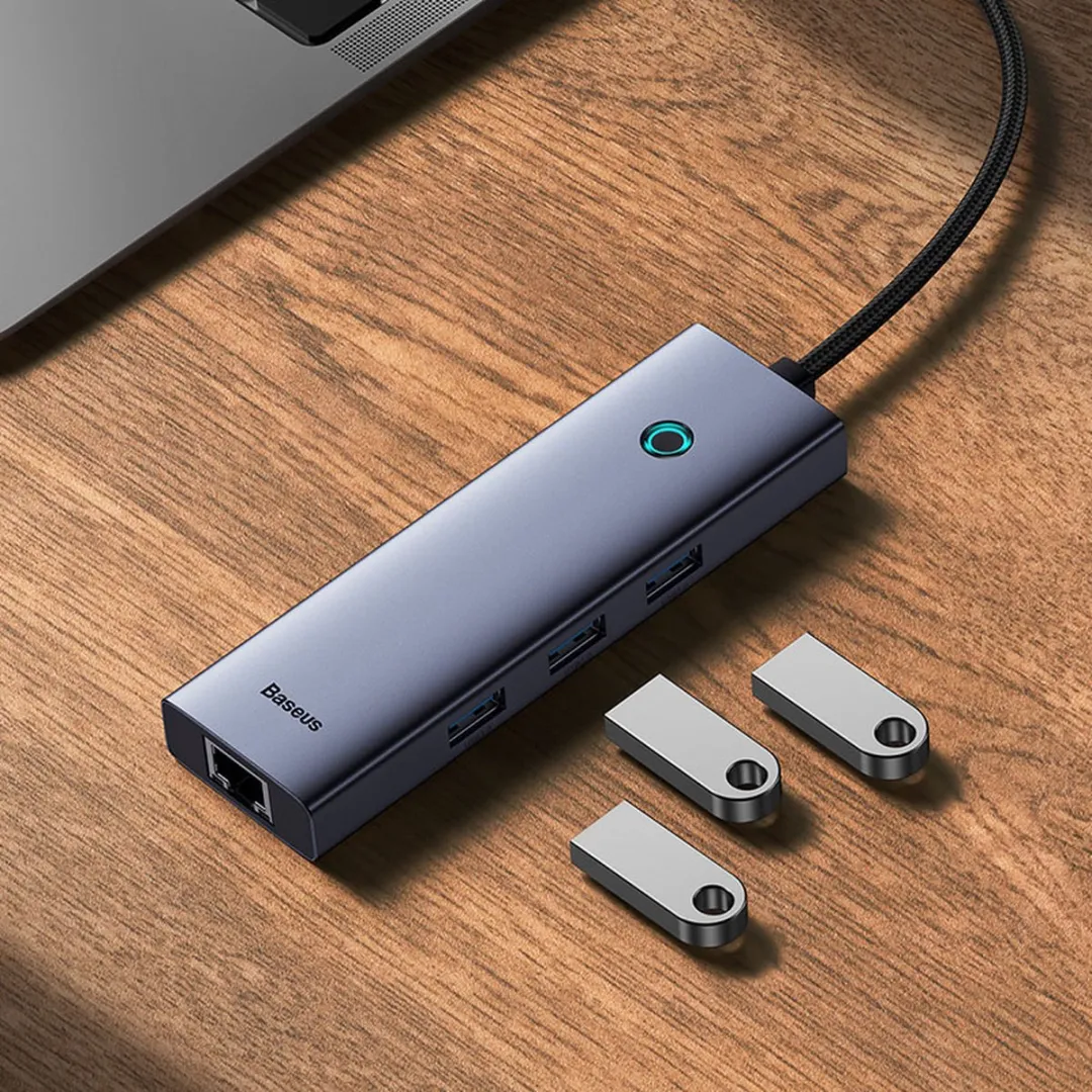 Baseus UltraJoy USB-C 4-in-1 Hub 5Gbps - Grijs