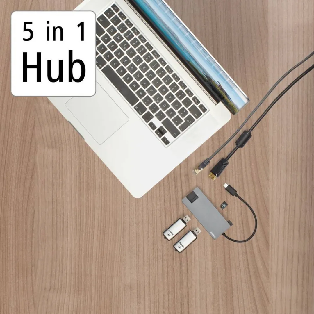 Hama USB Hub 00200109 - Zwart/Zilver/Wit