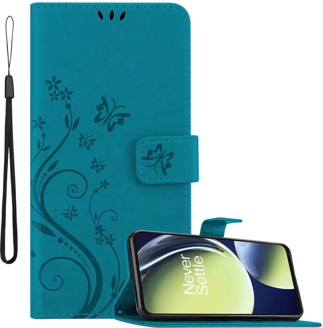 Cadorabo Hoesje geschikt voor OnePlus Nord CE 3 Lite 5G in BLOEMEN BLAUW