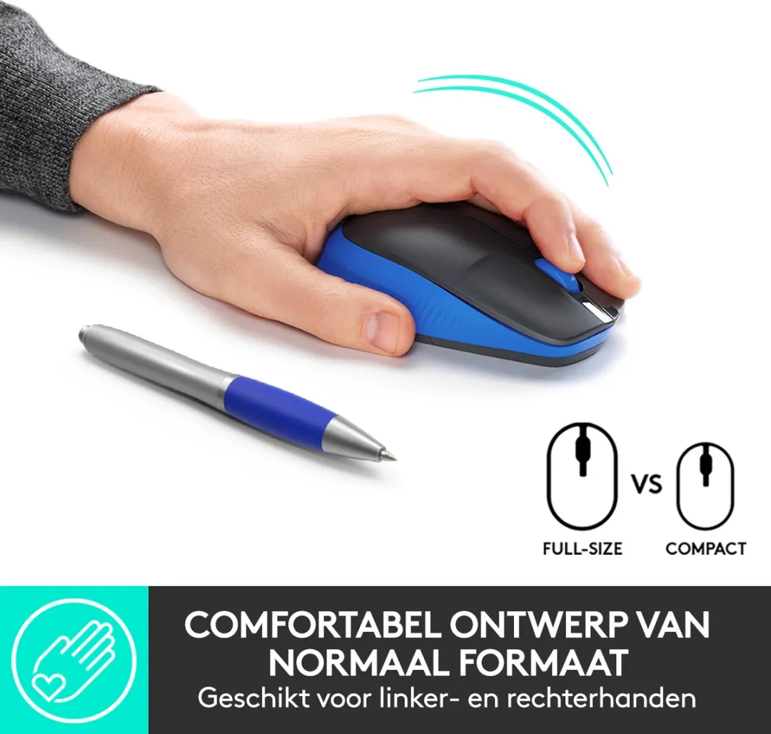 Logitech M190 Draadloze Muis - Blauw