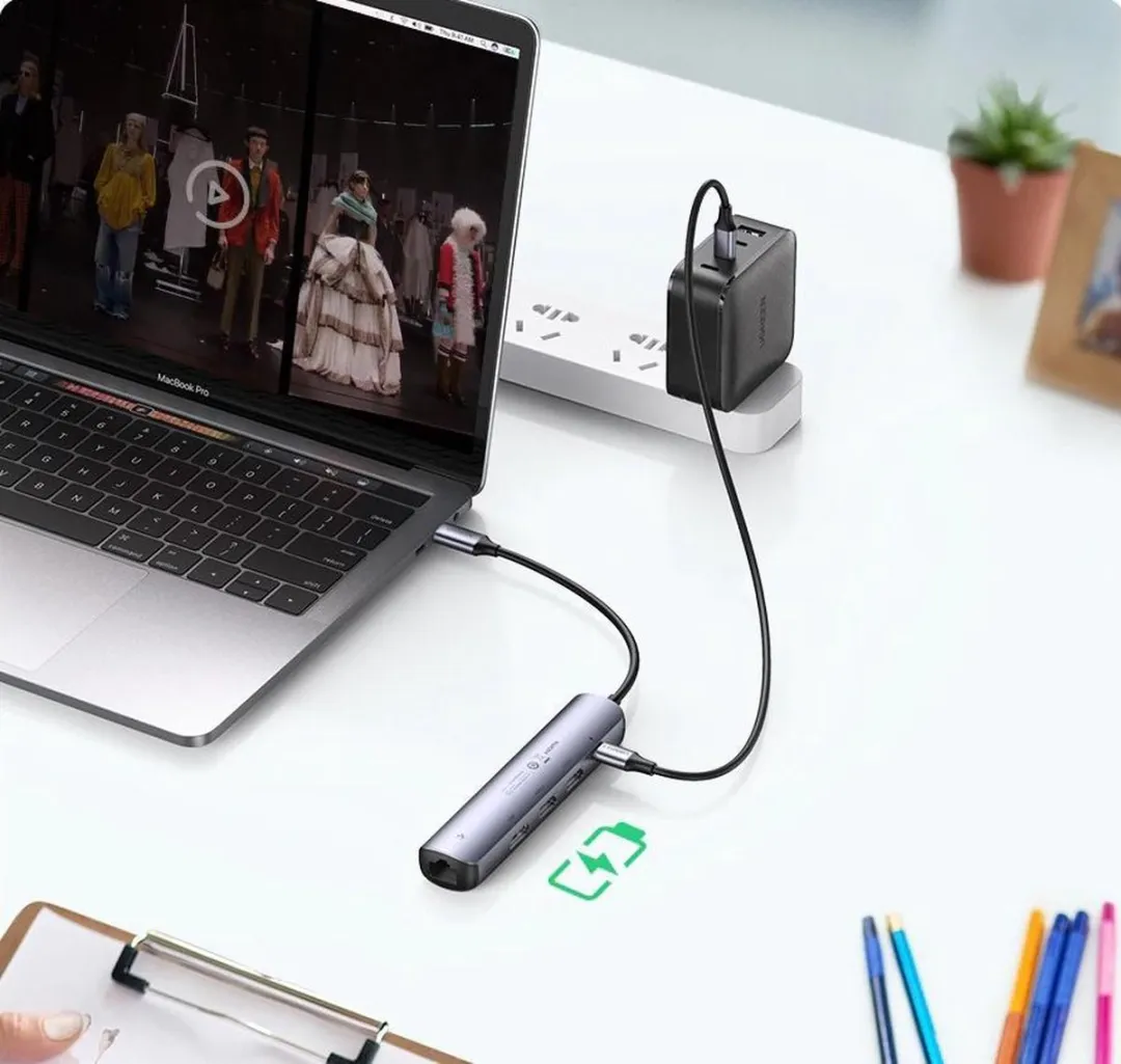 UGREEN 5-in-1 USB-C Hub 10919 - HDMI 4K@60Hz - Gigabit Ethernet - 100W PD - 2x USB 3.0 - Zwart