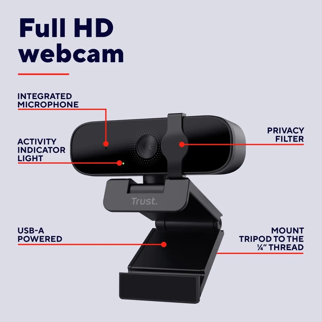 Trust Tanor HD Webcam 25548 - Zwart