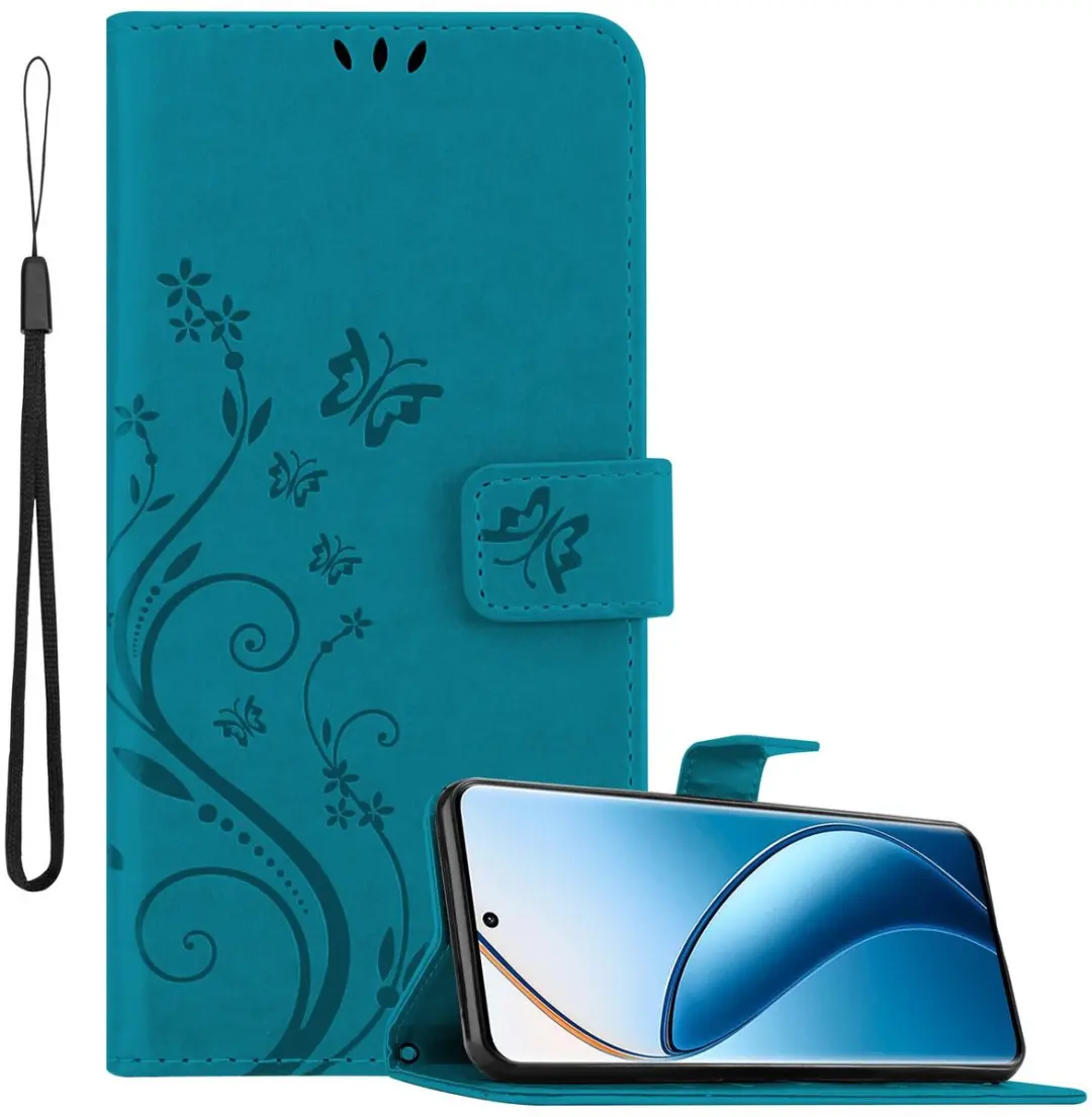 Cadorabo Hoesje geschikt voor Realme 12 Pro in BLOEMEN BLAUW