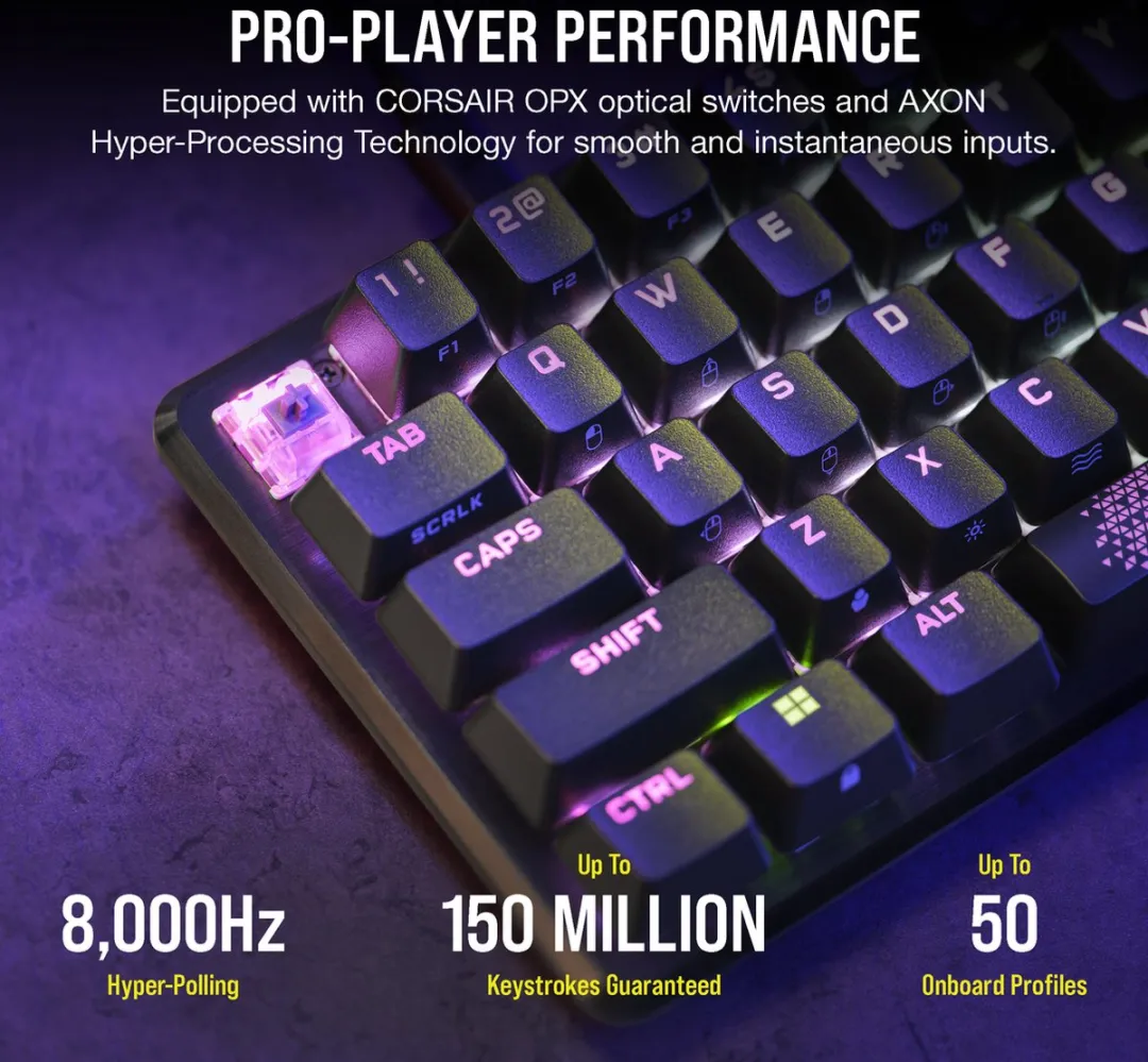 Corsair K65 Pro Mini - 65% Optisch Gaming Toetsenbord - Qwerty - Zwart