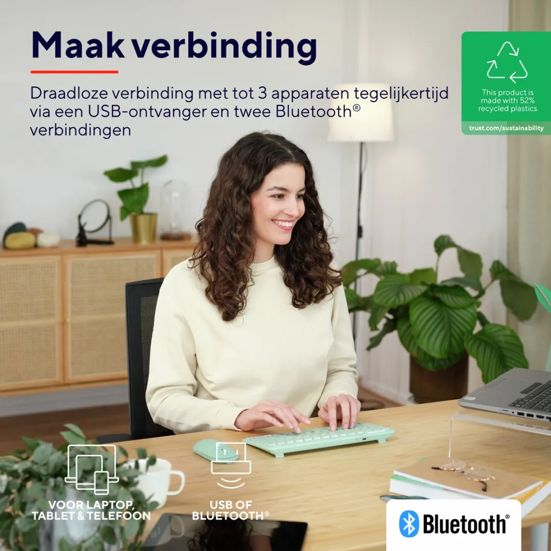 Trust Lyra 25096 Draadloos Toetsenbord - Groen