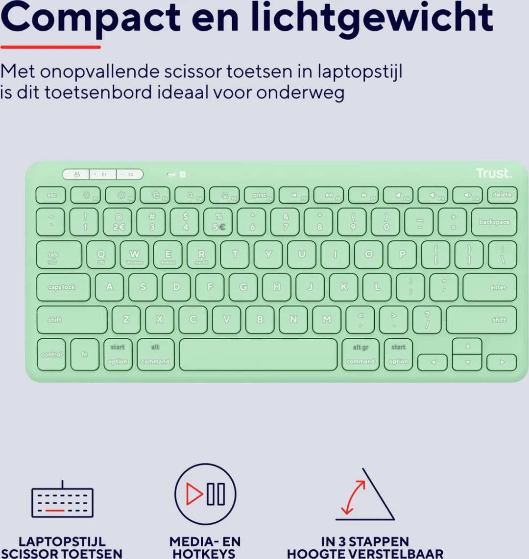 Trust Lyra 25096 Draadloos Toetsenbord - Groen
