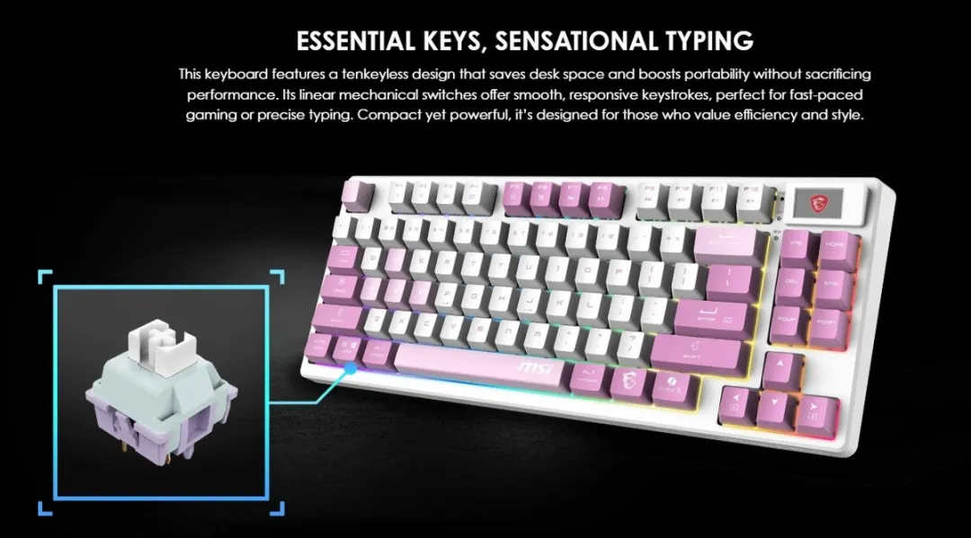 MSI FORGE GK600 TKL Gamingtoetsenbord - Violet