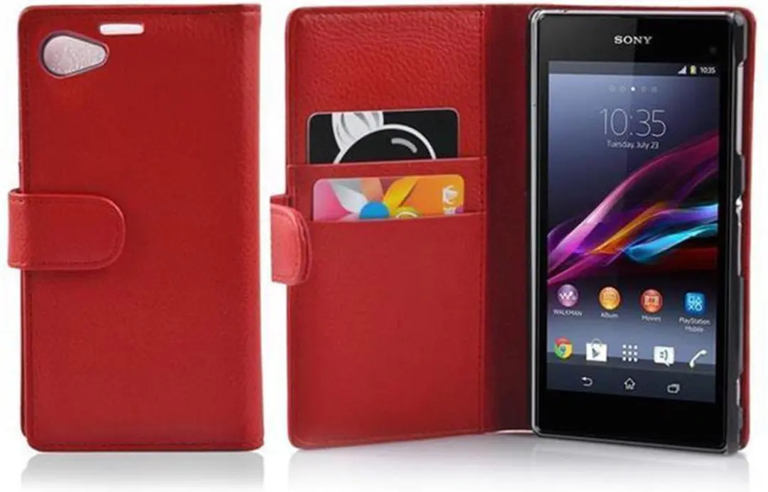 Cadorabo Hoesje geschikt voor Sony Xperia Z1 COMPACT in INFERNO ROOD
