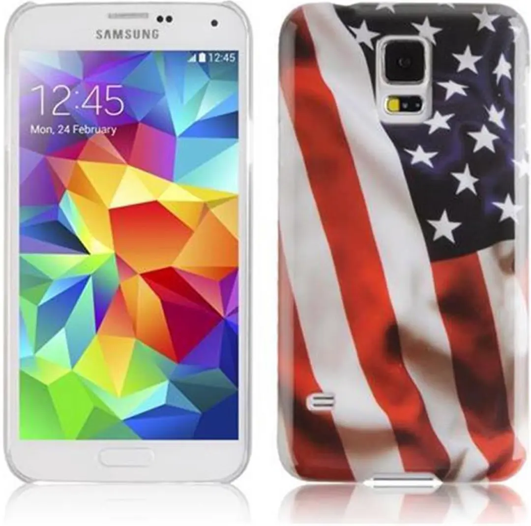 Cadorabo Hoesje geschikt voor Samsung Galaxy S5 / S5 NEO met STARS AND STRIPES opdruk - Hard Case Cover beschermhoes in trendy design