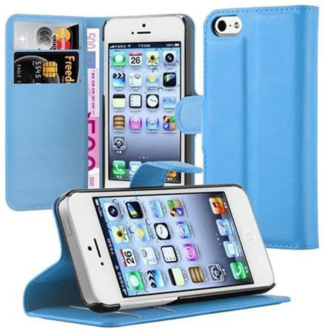 Cadorabo Hoesje geschikt voor Apple iPhone 5 / 5S / SE 2016 in PASTEL BLAUW