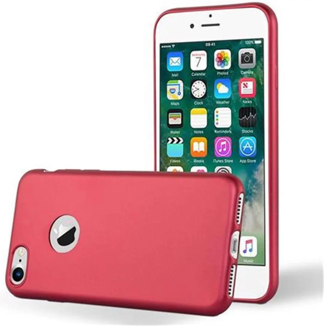 Cadorabo Hoesje geschikt voor Apple iPhone 7 / 7S / 8 / SE 2020 in METALLIC ROOD