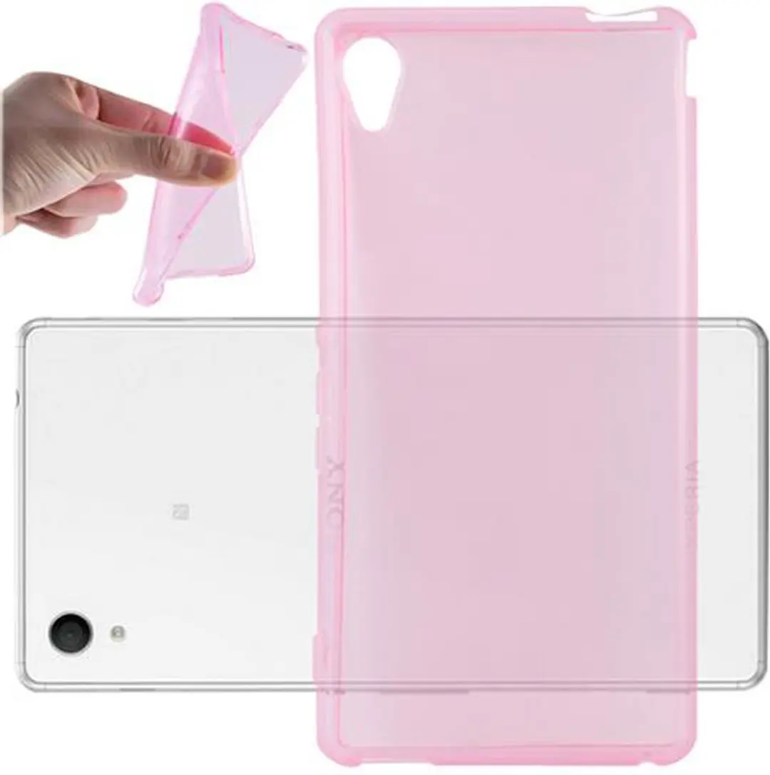 Cadorabo Hoesje geschikt voor Sony Xperia M4 AQUA in TRANSPARANT ROZE - Beschermhoes gemaakt van flexibel TPU Silicone Case Cover