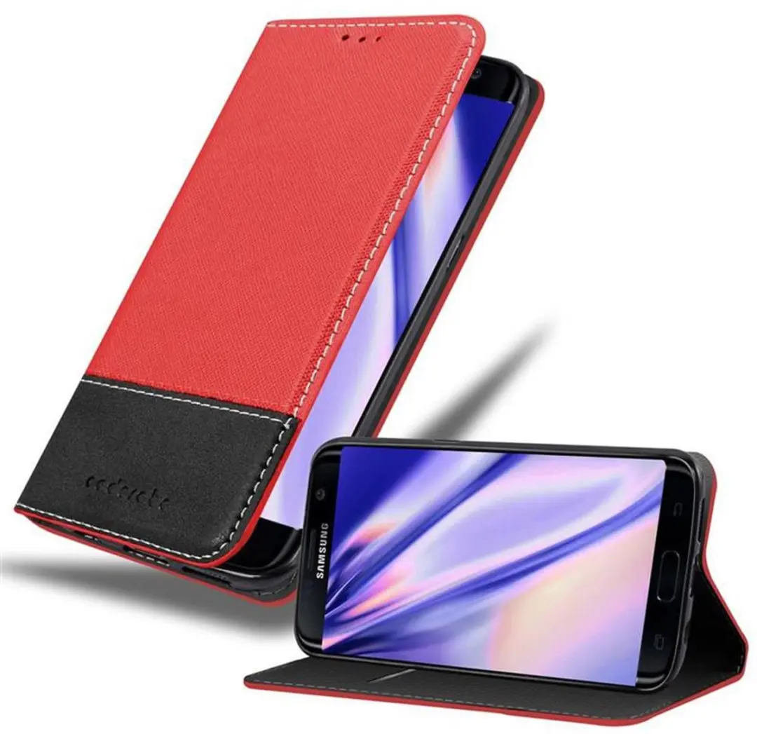 Cadorabo Hoesje geschikt voor Samsung Galaxy S7 EDGE in ROOD ZWART