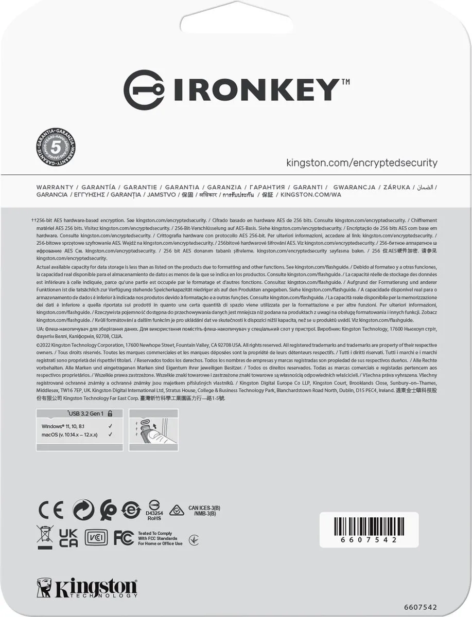 Kingston IronKey Vault Privacy 50 IKVP50C/128GB USB-stick 128GB - Zwart/Blauw