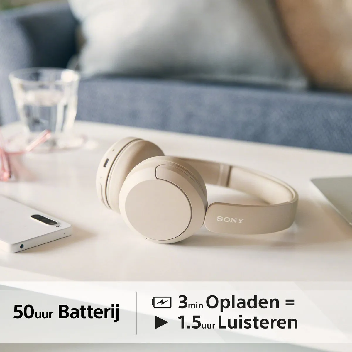 Sony WH-CH520 Draadloze On-Ear Koptelefoon - Beige
