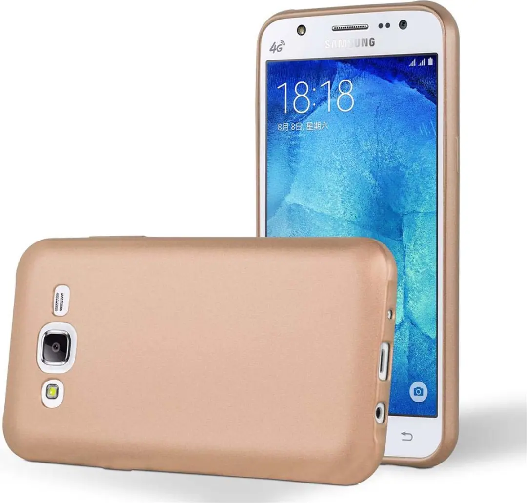 Cadorabo Hoesje geschikt voor Samsung Galaxy J5 2015 in METALLIC ROSE GOUD