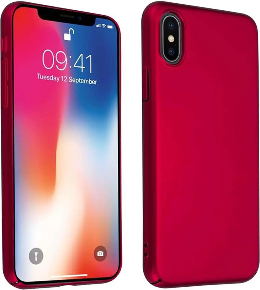 Cadorabo Hoesje geschikt voor Apple iPhone X / XS in METAAL ROOD