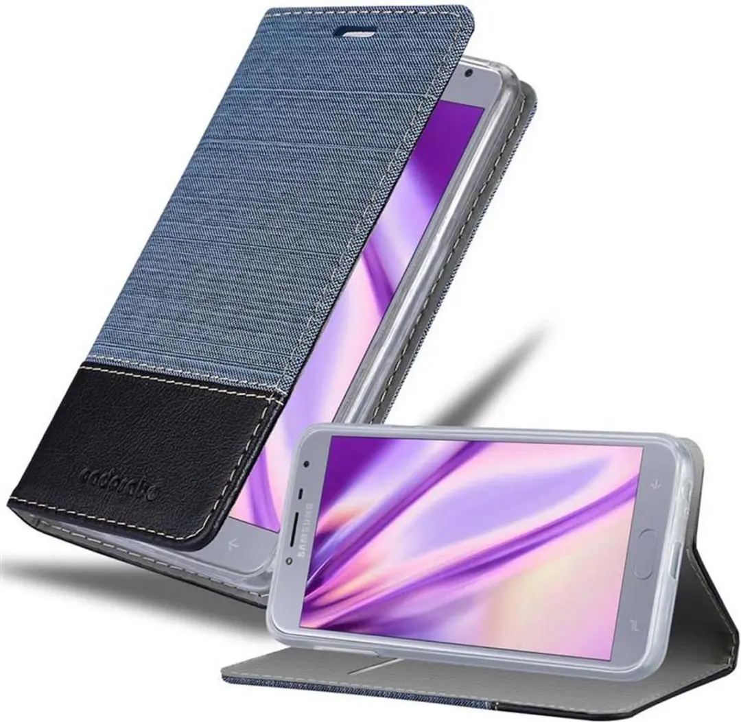 Cadorabo Hoesje geschikt voor Samsung Galaxy J4 2018 in DONKERBLAUW ZWART