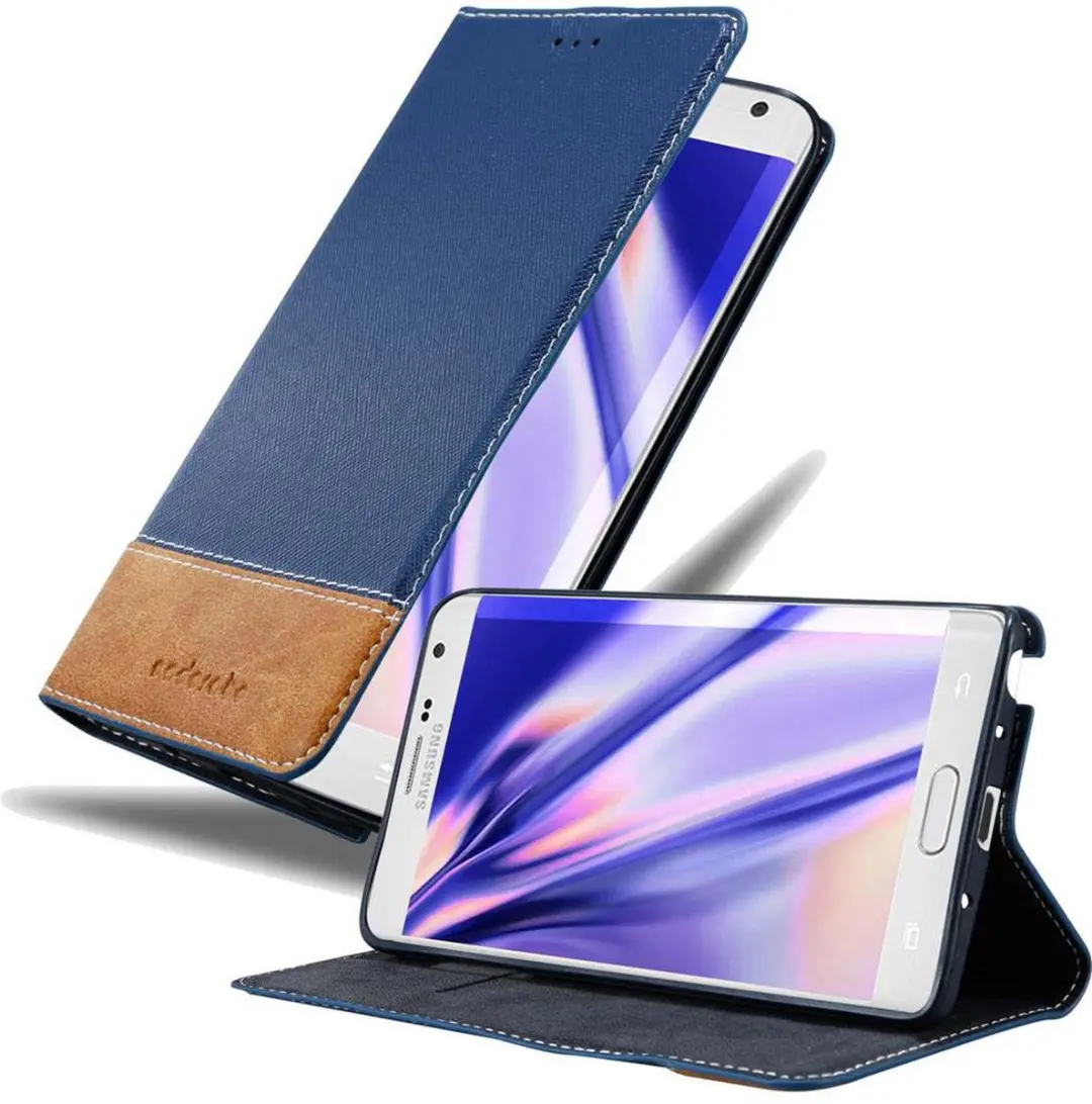 Cadorabo Hoesje geschikt voor Samsung Galaxy NOTE EDGE in DONKERBLAUW BRUIN